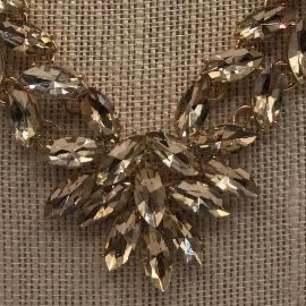 Gold-Tone & Faceted Gems Statement Necklace - Picture 2 of 10